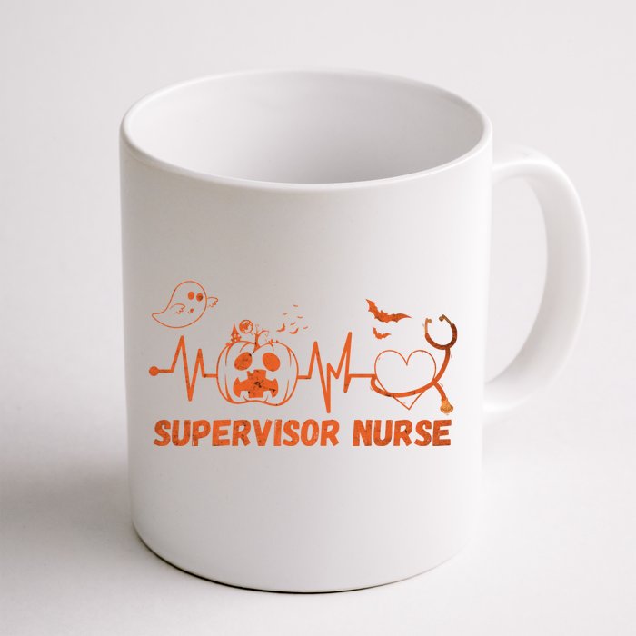 Halloween Supervisor Nurse Stethoscope Heartbeat Nursing Cool Gift Front & Back Coffee Mug