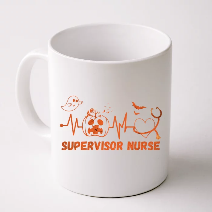 Halloween Supervisor Nurse Stethoscope Heartbeat Nursing Cool Gift Front & Back Coffee Mug