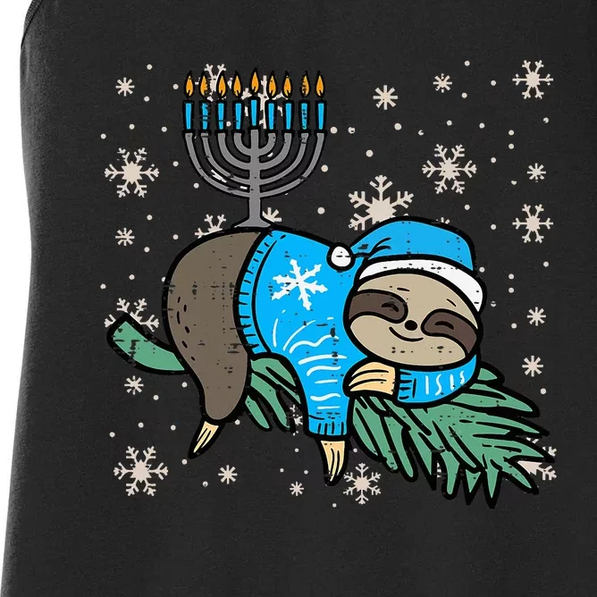 Hanukkah Sloth Nap Chanukah Jewish Women's Racerback Tank