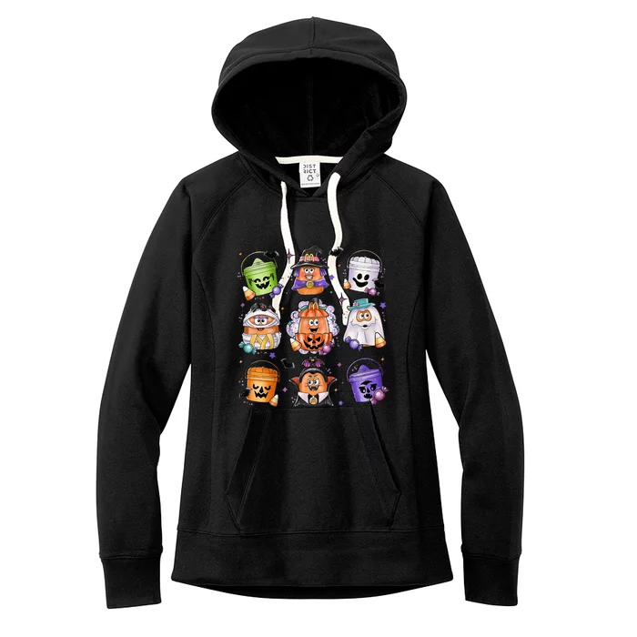 Halloween Spooky Nugget Cute Scary Movie Characters Night Women's Fleece Hoodie