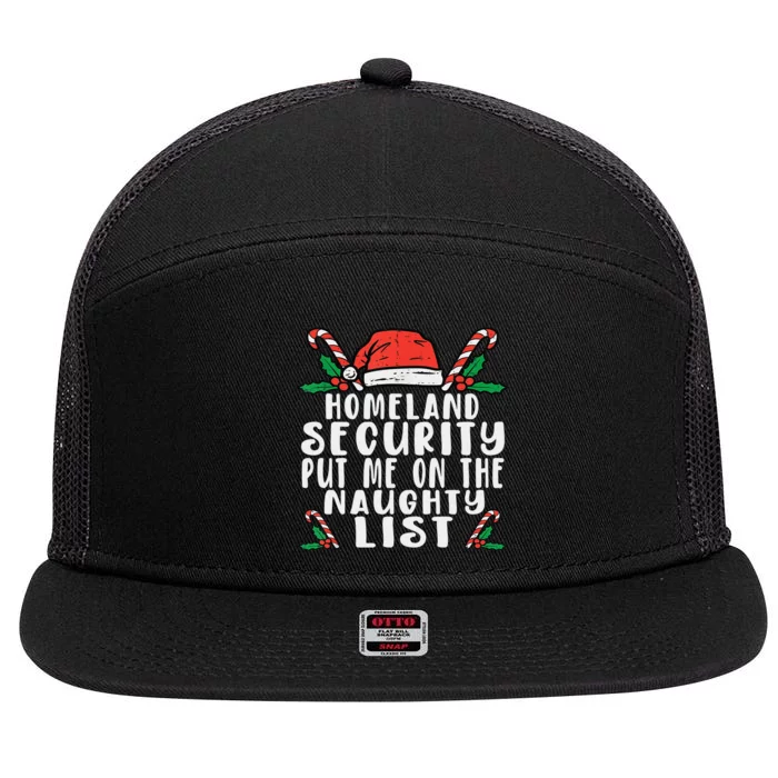 Homeland Security Naughty List Christmas 7 Panel Mesh Trucker Snapback Hat