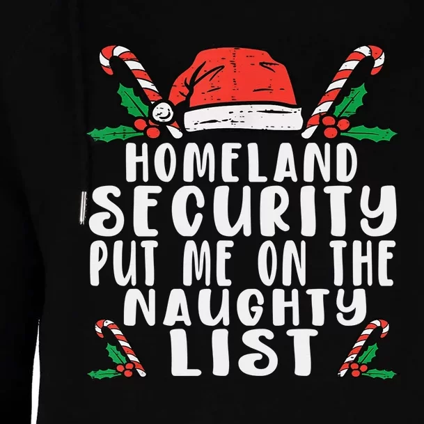 Homeland Security Naughty List Christmas Womens Funnel Neck Pullover Hood