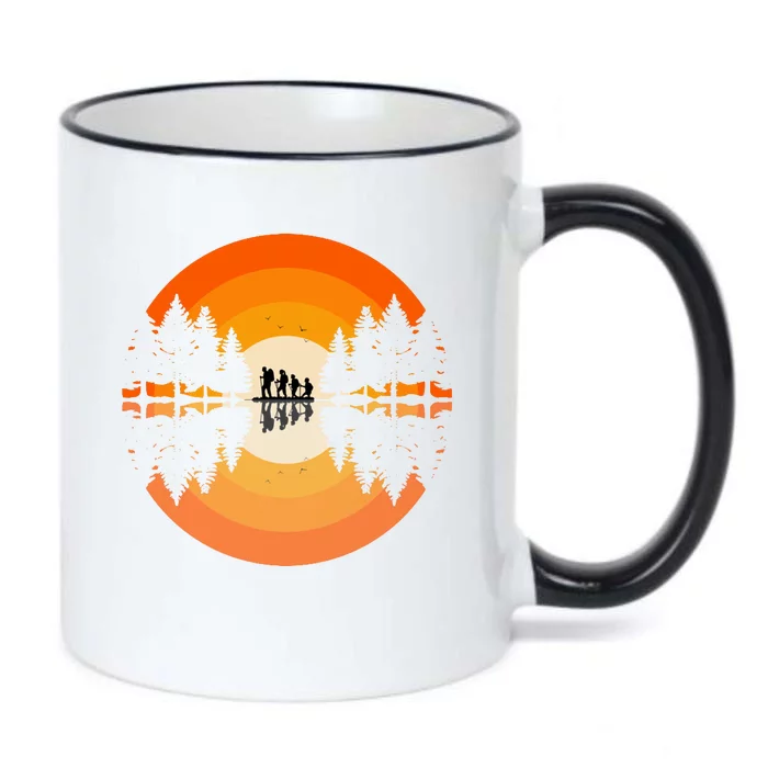 Hiker Sunset Nature Retro Gift Black Color Changing Mug