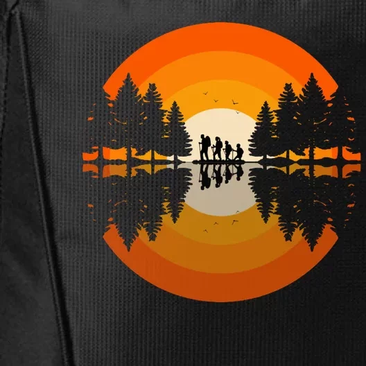 Hiker Sunset Nature Retro Gift City Backpack