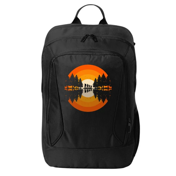 Hiker Sunset Nature Retro Gift City Backpack