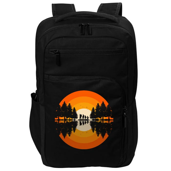 Hiker Sunset Nature Retro Gift Impact Tech Backpack