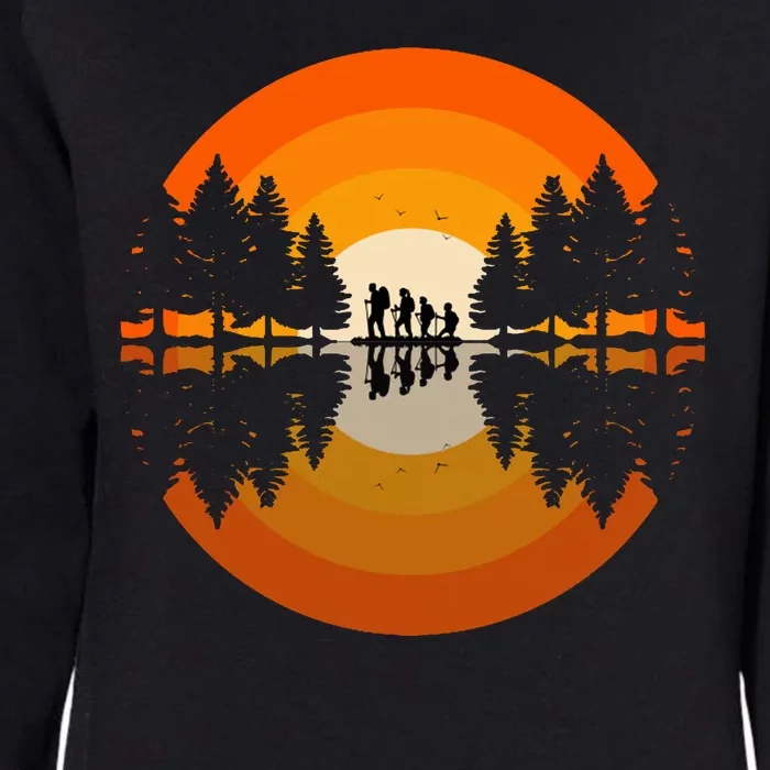 Hiker Sunset Nature Retro Gift Womens California Wash Sweatshirt