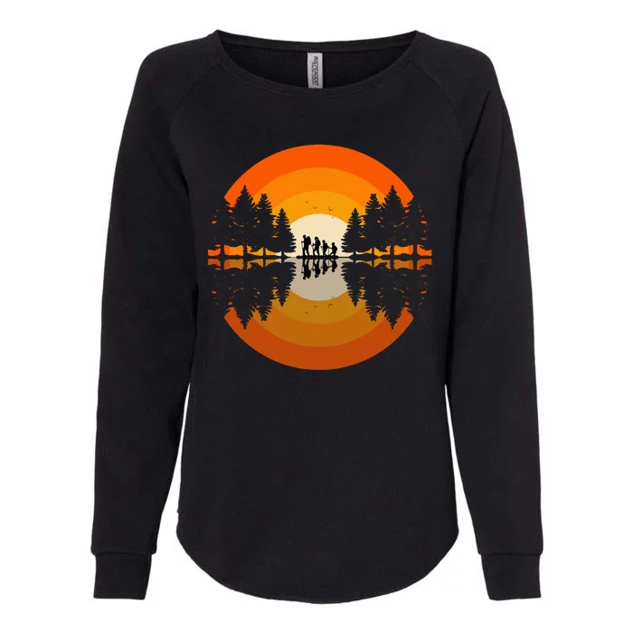 Hiker Sunset Nature Retro Gift Womens California Wash Sweatshirt