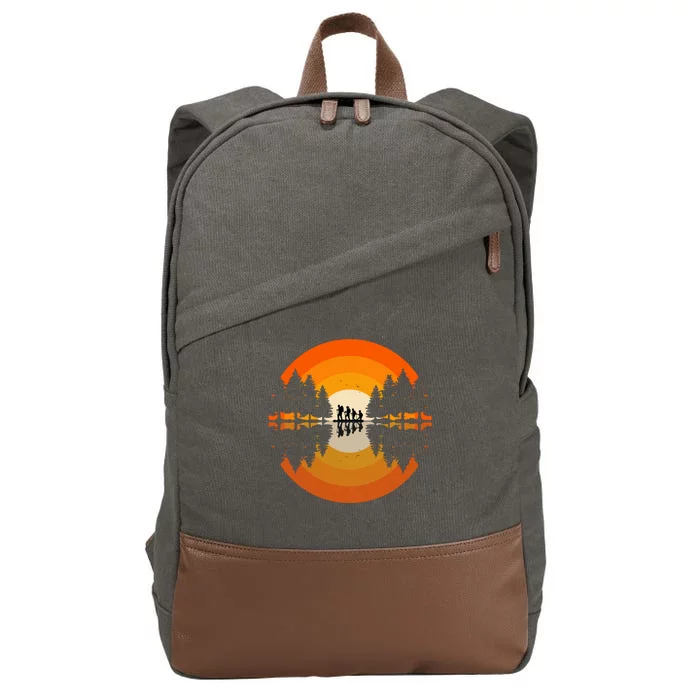 Hiker Sunset Nature Retro Gift Cotton Canvas Backpack