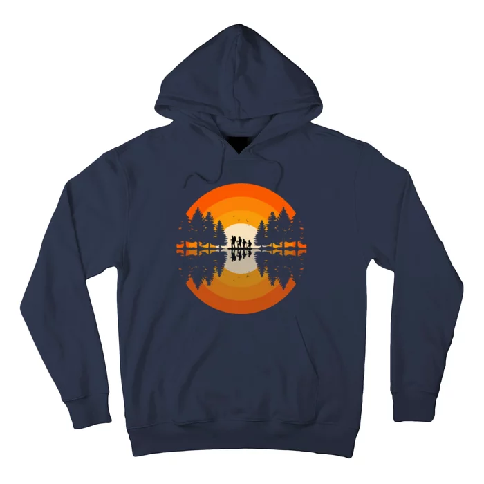 Hiker Sunset Nature Retro Gift Hoodie