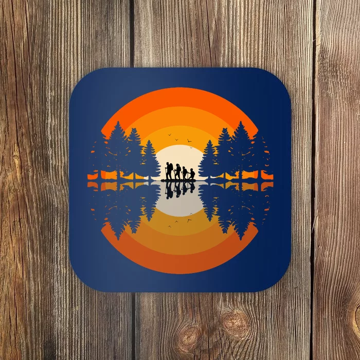 Hiker Sunset Nature Retro Gift Coaster