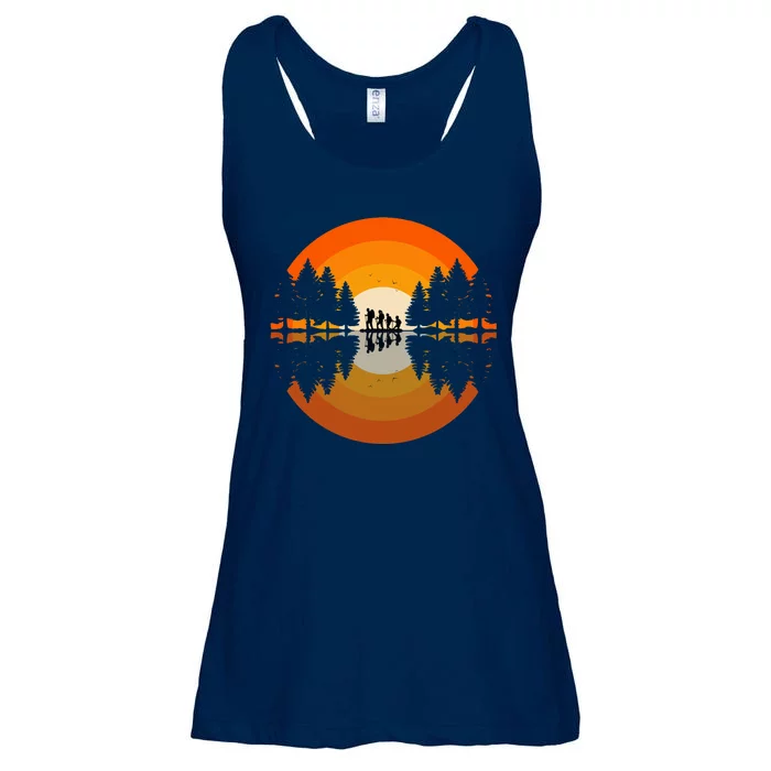 Hiker Sunset Nature Retro Gift Ladies Essential Flowy Tank