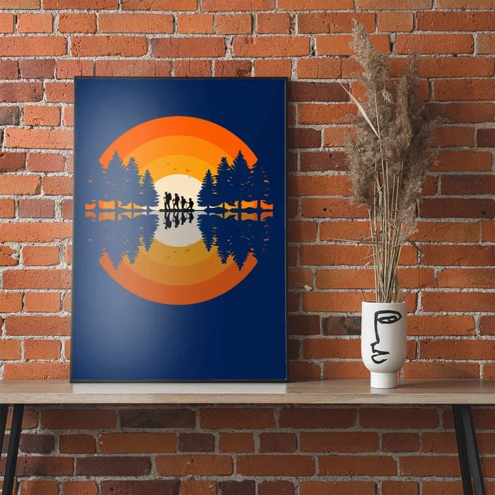 Hiker Sunset Nature Retro Gift Poster