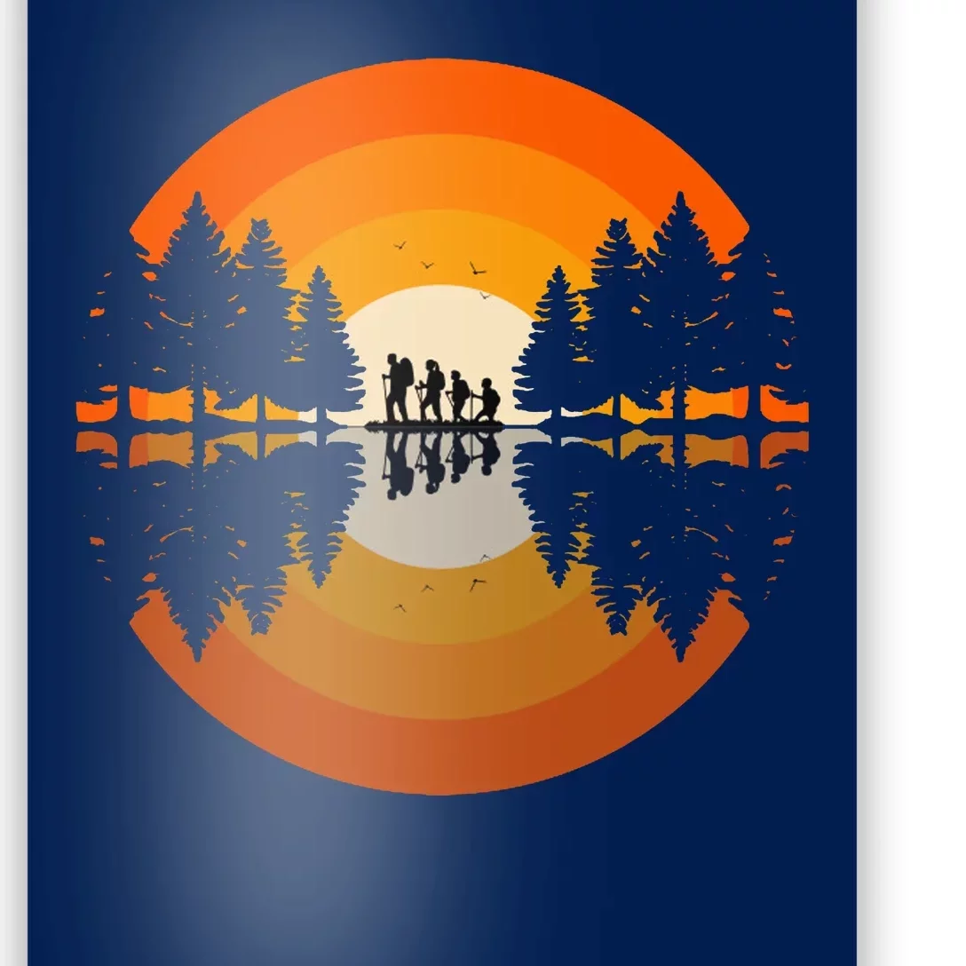 Hiker Sunset Nature Retro Gift Poster