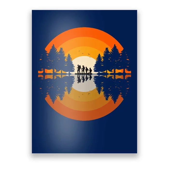 Hiker Sunset Nature Retro Gift Poster