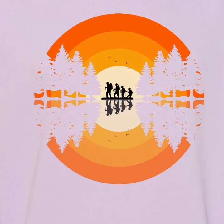 Hiker Sunset Nature Retro Gift Garment-Dyed Sweatshirt