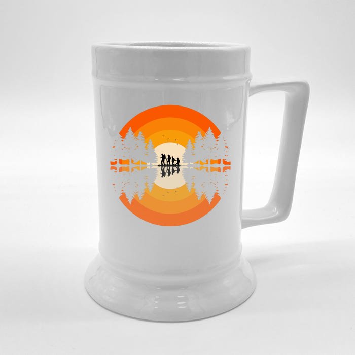 Hiker Sunset Nature Retro Gift Front & Back Beer Stein