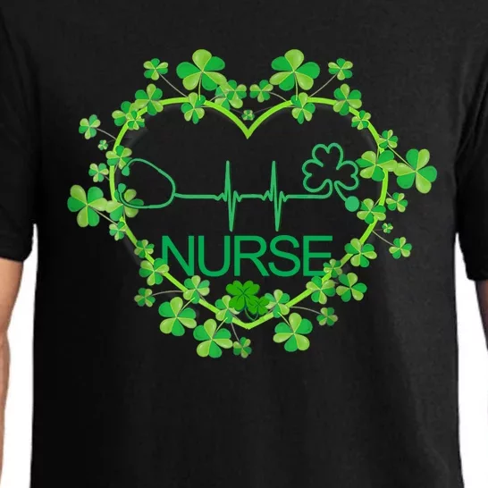 Heart Shamrock Nurse St Patrick's Day Nursing For Wo Long Pajama Set