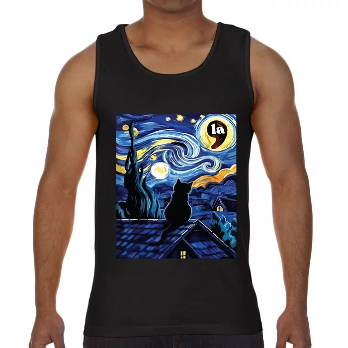 Halloween Starry Night Black Cat Comma La Kamala Harris Comfort Colors® Tank Top