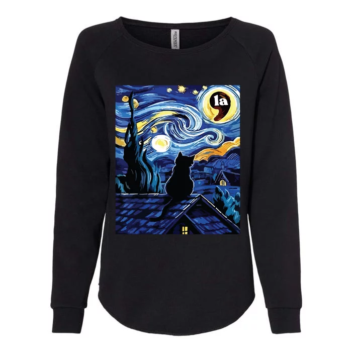 Halloween Starry Night Black Cat Comma La Kamala Harris Womens California Wash Sweatshirt