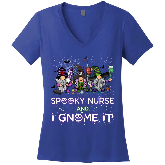 Halloween Spooky Nurse Gnome For Spooky Gnome Nurse Costume Gift Women's V-Neck T-Shirt