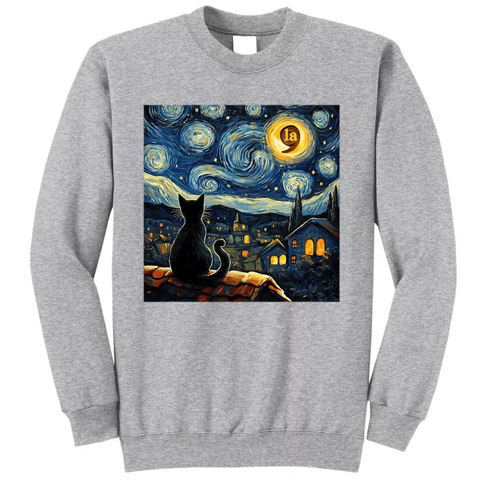 Halloween Starry Night Black Cat Comma La Kamala Harris Tall Sweatshirt