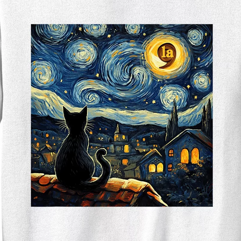 Halloween Starry Night Black Cat Comma La Kamala Harris Sweatshirt