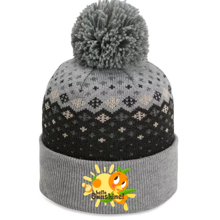 Hello Sunshine! Orange Bird (White Background) The Baniff Cuffed Pom Beanie