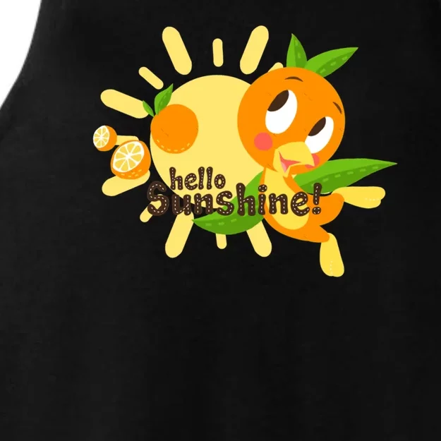 Hello Sunshine! Orange Bird (White Background) Ladies Tri-Blend Wicking Tank