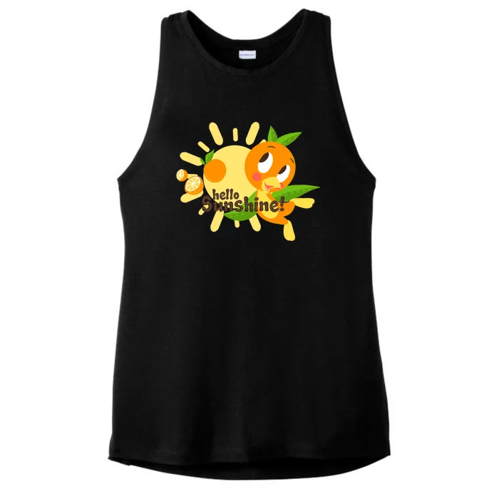 Hello Sunshine! Orange Bird (White Background) Ladies Tri-Blend Wicking Tank