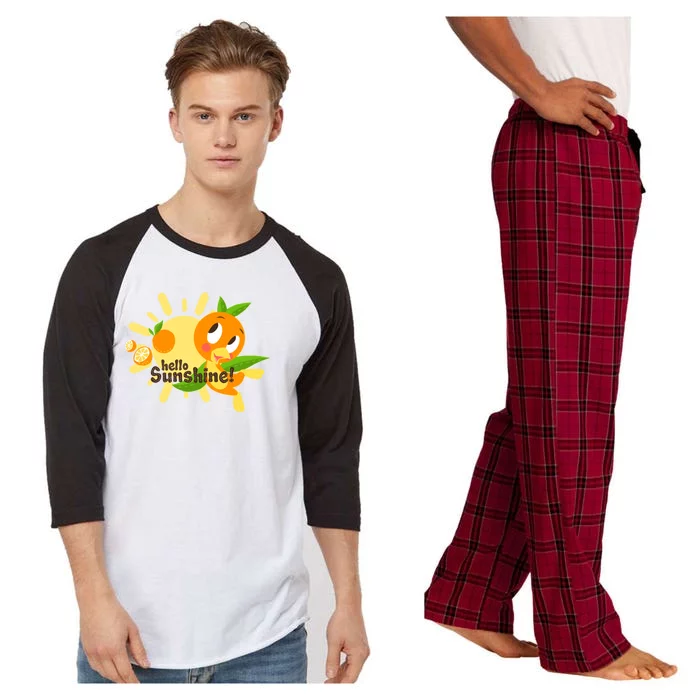 Hello Sunshine! Orange Bird (White Background) Raglan Sleeve Pajama Set