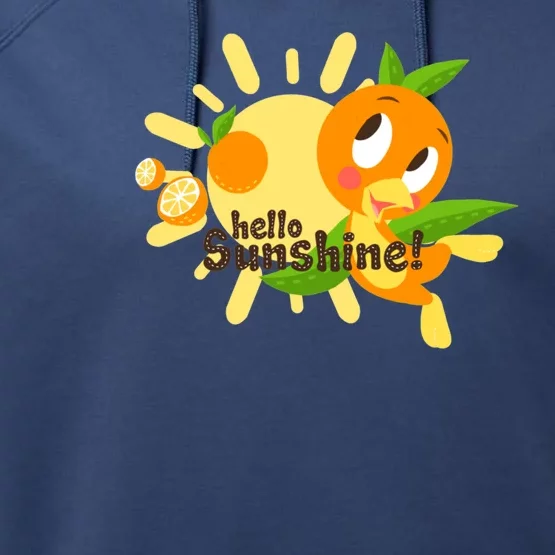 Hello Sunshine! Orange Bird (White Background) Performance Fleece Hoodie