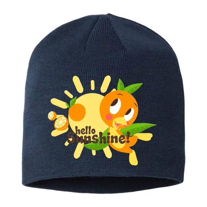 Hello Sunshine! Orange Bird (White Background) 8 1/2in Sustainable Knit Beanie