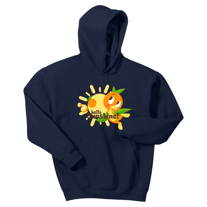 Hello Sunshine! Orange Bird (White Background) Kids Hoodie