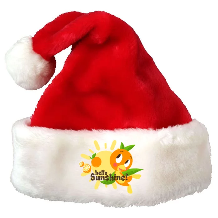 Hello Sunshine! Orange Bird (White Background) Premium Christmas Santa Hat