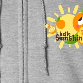 Hello Sunshine! Orange Bird (White Background) Full Zip Hoodie