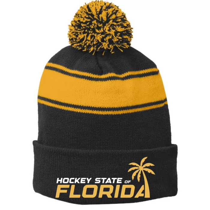 Hockey State Of Florida Stripe Pom Pom Beanie