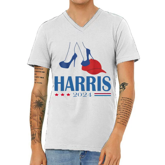 Heels Stepping On Red Maga Hat Election 2024 V-Neck T-Shirt