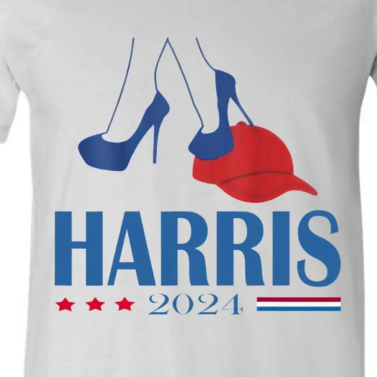 Heels Stepping On Red Maga Hat Election 2024 V-Neck T-Shirt