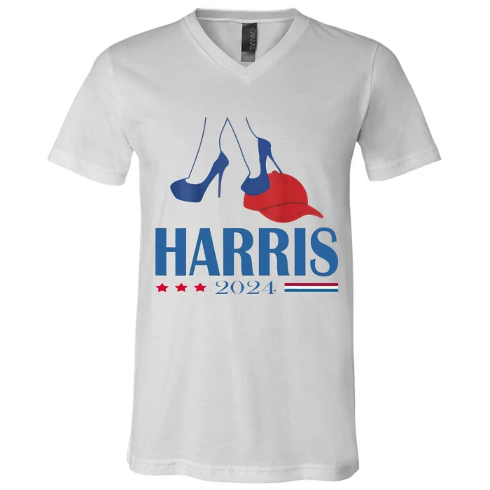 Heels Stepping On Red Maga Hat Election 2024 V-Neck T-Shirt