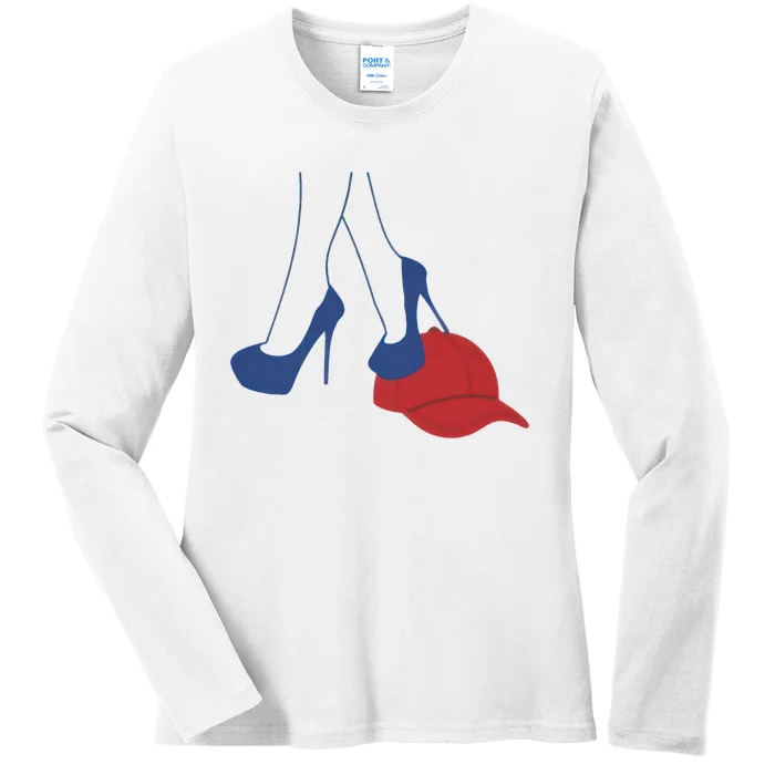 Heels Stepping On Red Maga Hat Election 2024 Ladies Long Sleeve Shirt