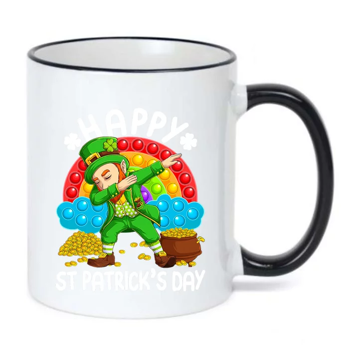 Happy St Patrick's Day Leprechaun Pop It Rainbow Fidget Toy Gift Black Color Changing Mug