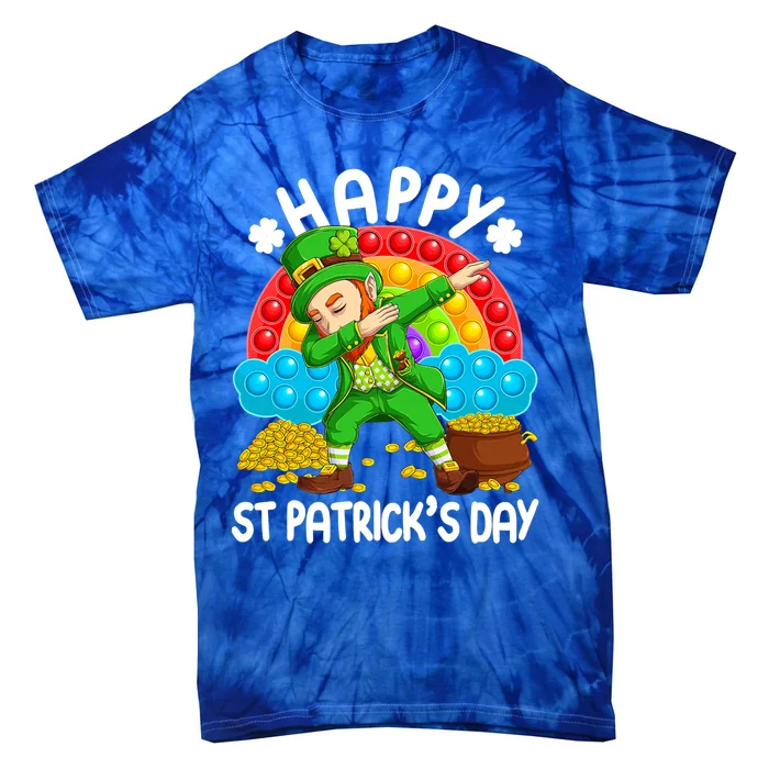 Happy St Patrick's Day Leprechaun Pop It Rainbow Fidget Toy Gift Tie-Dye T-Shirt