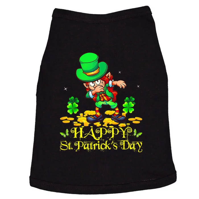 Happy St. Patrick Day Leprechaun Dabbing Ireland Flag Doggie Tank