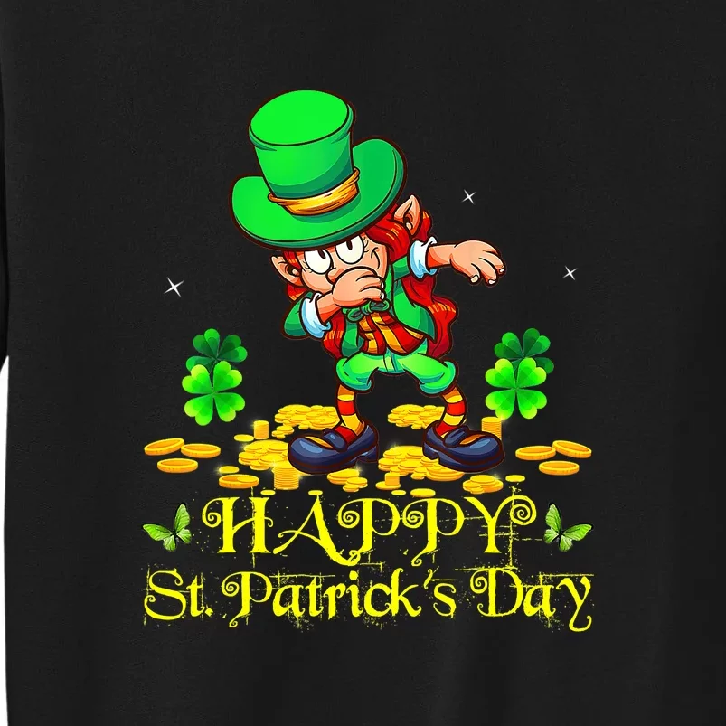 Happy St. Patrick Day Leprechaun Dabbing Ireland Flag Tall Sweatshirt