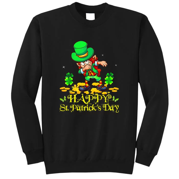 Happy St. Patrick Day Leprechaun Dabbing Ireland Flag Tall Sweatshirt