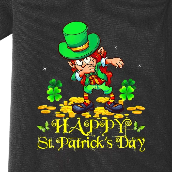 Happy St. Patrick Day Leprechaun Dabbing Ireland Flag Baby Bodysuit