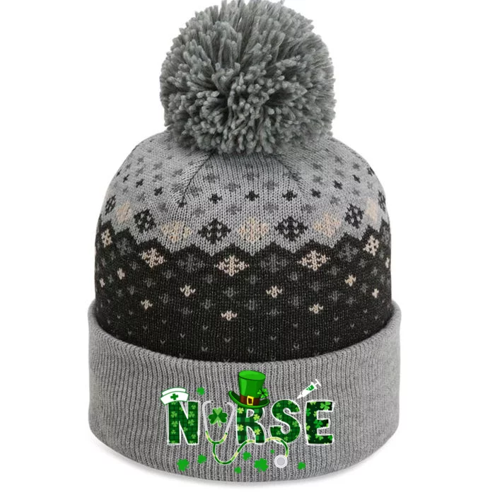 Happy St Patrick's Day Nurse Lucky Shamrock Irish Clover Gift The Baniff Cuffed Pom Beanie