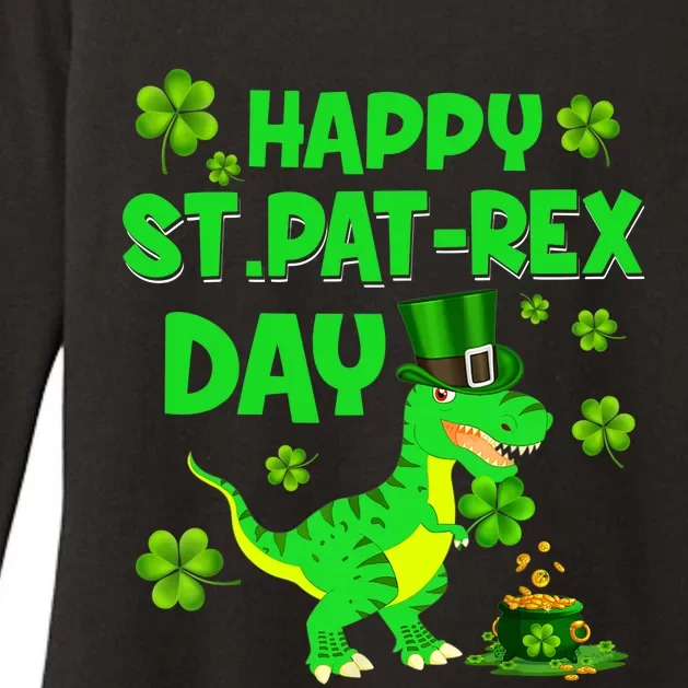 Happy St Pat Rex Day Dinosaur Irish Shamrock St Patricks Day Womens CVC Long Sleeve Shirt