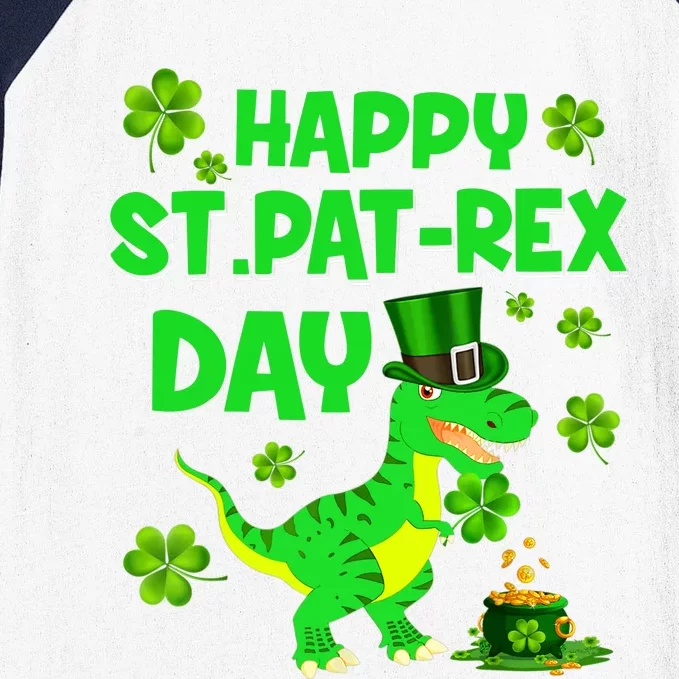 Happy St Pat Rex Day Dinosaur Irish Shamrock St Patricks Day Baseball Sleeve Shirt